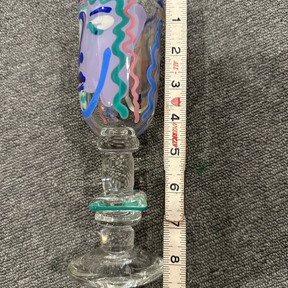 Bernstein Art Glass Goblets, Stemware, Vintage Art Glass Face Signed - Picture 11 of 11